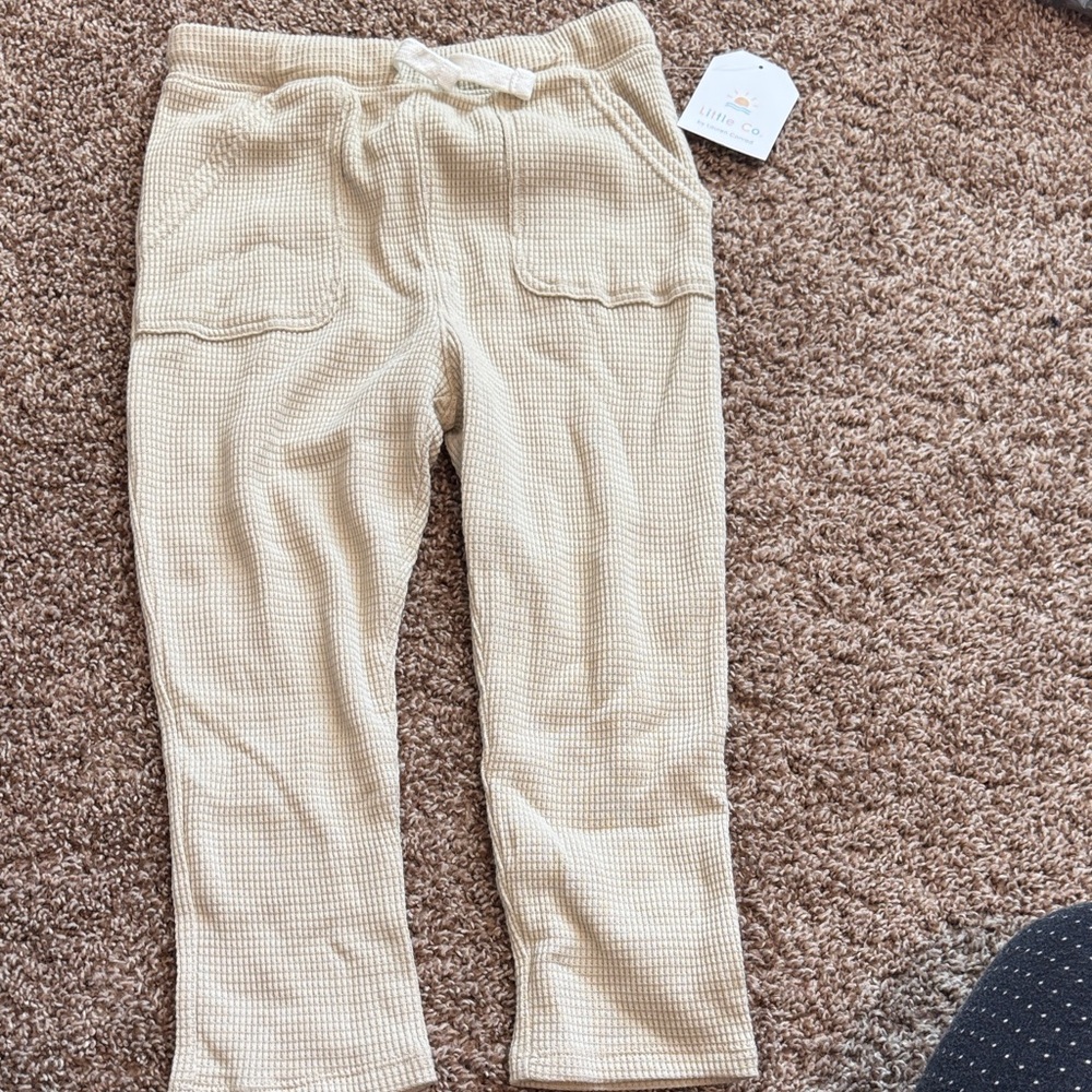 Little Co. Kids Cream Waffle Drawstring Joggers